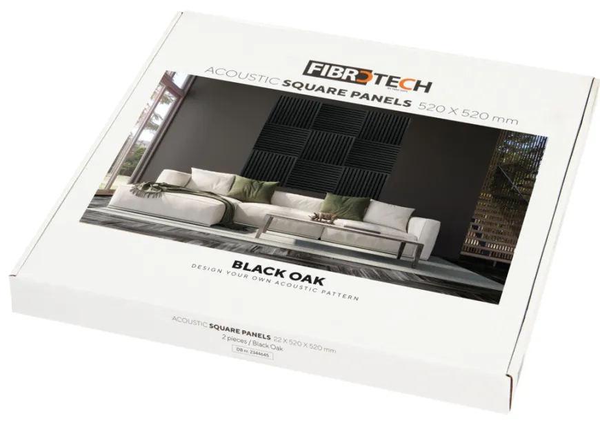 Akustikpanel Square black oak 22 × 520 × 520 mm 2-pk.