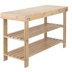Bambusbænk m/2 hylder 70 x 25 x 45 cm