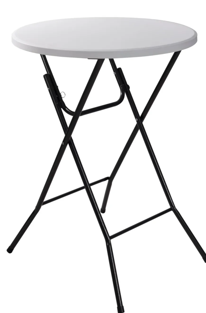 Barbord foldbart hvid/sort Ø80 x 110 cm