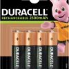 Duracell genopladelige batterier AA 4-pk.