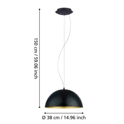 Eglo Gaetano 1 pendel Ø38 cm sort/guld Ø38 cm