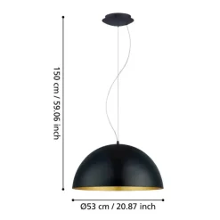 Eglo Gaetano 1 pendel sort/guld Ø53 cm