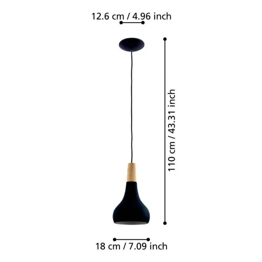 Eglo Sabinar pendel sort/brun Ø18 cm