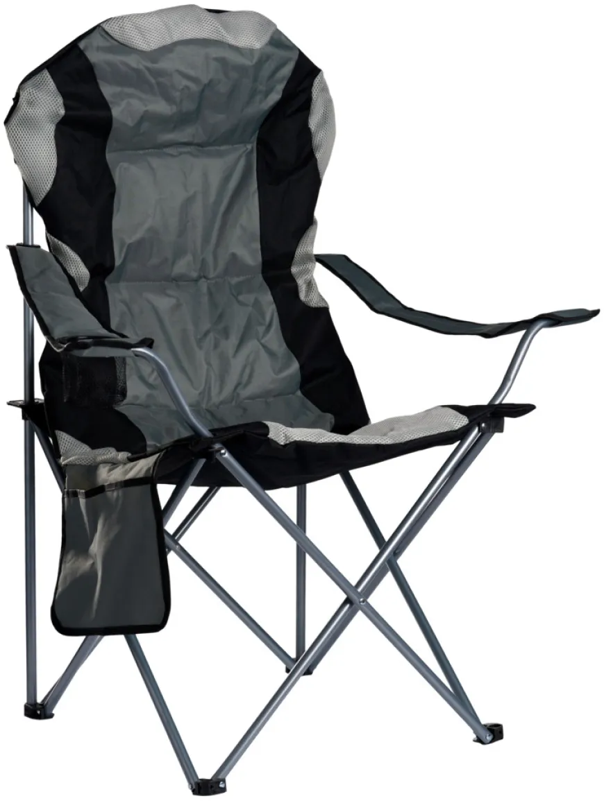 Festivalstol m/kopholder Osaka grå/sort - Sunlife®