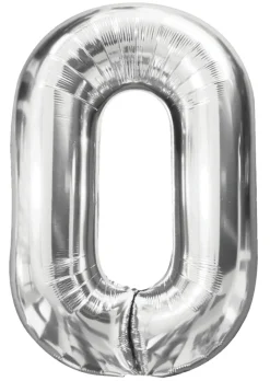 Folieballon nummer 0 H60 cm sølv