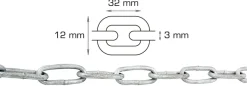 Galvaniseret kæde langleddet Ø3 mm x 5 meter