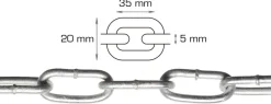Galvaniseret kæde langleddet Ø5 mm x 5 meter