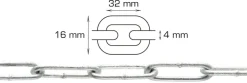 Galvaniseret kæde langleddet Ø4 mm x 2 meter