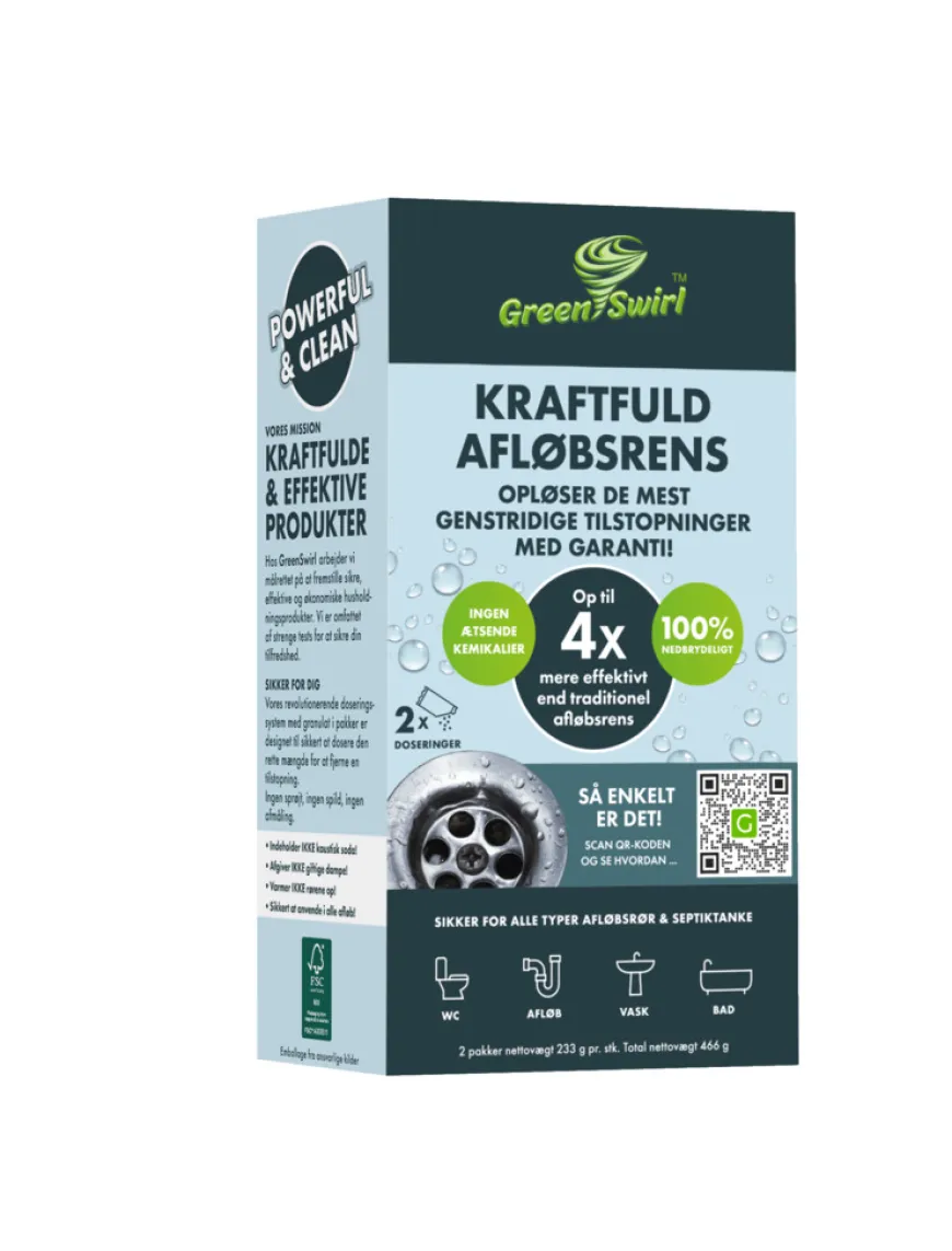 GreenSwirl afløbsrens 2 poser a 233 g