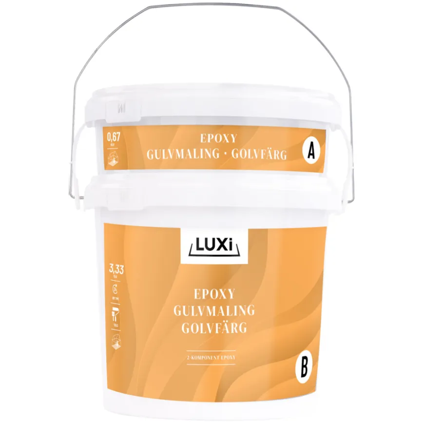 Gulvmaling 2K epoxy lysgrå 4 kg - LUXI®