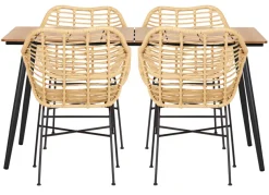 Havebord Beijing sort/teak 148 x 85 cm - Sunlife®