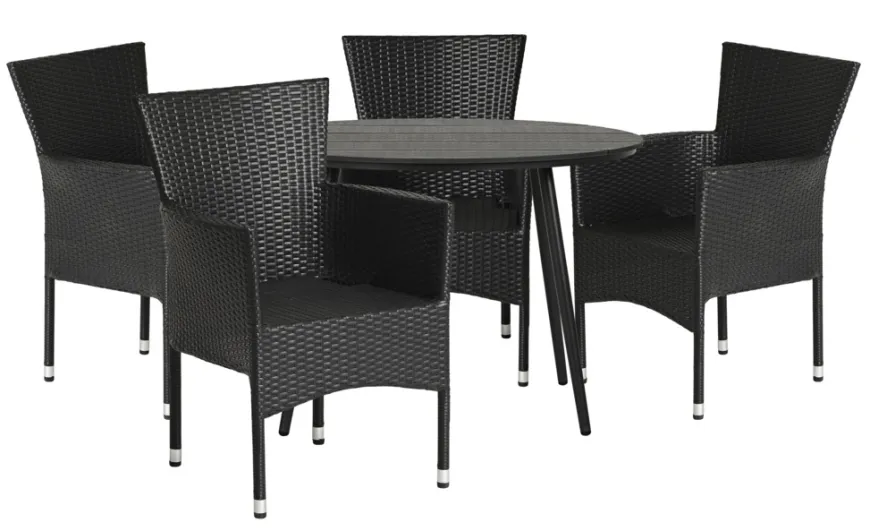 Havebord Madrid sort Ø110 cm - Sunlife®