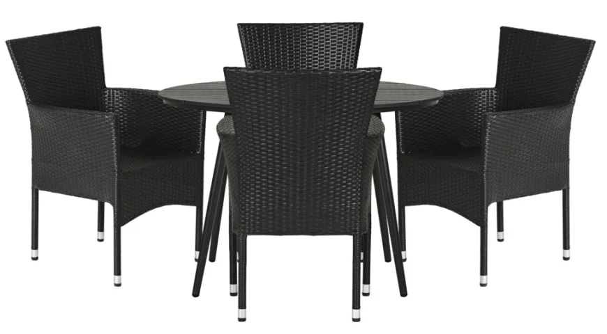 Havebord Madrid sort Ø110 cm - Sunlife®