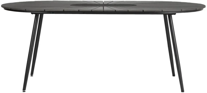 Havebord ovalt sort/brun 195 x 102 cm