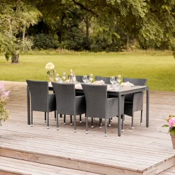 Havebord 205 x 104 cm i sort Grey Stone Look
