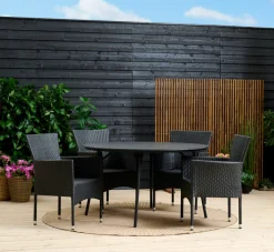 Havestol Bangkok i metal og sort polyrattan - Sunlife®