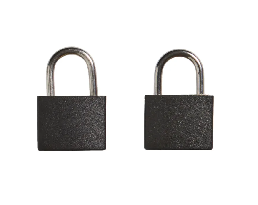 Hængelås m/to nøgler 25 mm sort plastikcover - 2-pk.