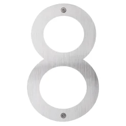 Husnummer 8 rustfrit stål 25 cm