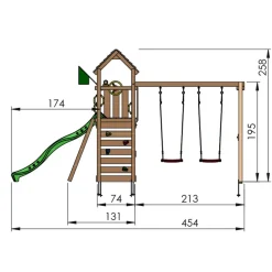 Jungle Gym Safari legetårn m/grå rutsjebane & gynger grå