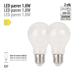 LED-filamentpære 1,8 W E27 2-pk.