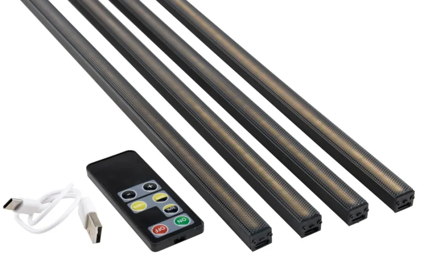 LED-lysskinne til akustikpanel sort 1 meter 4-pk.