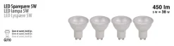 LED-spotpære GU10 5 W LED SMD 4-pk.