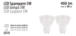 LED-spotpære 5 W GU10 2-pk.
