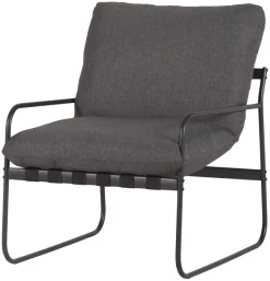 Loungesæt 4 dele sort stel/grå hynder