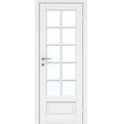 Massiv hvidmalet enkelt glasdør 72,5 x 204 cm