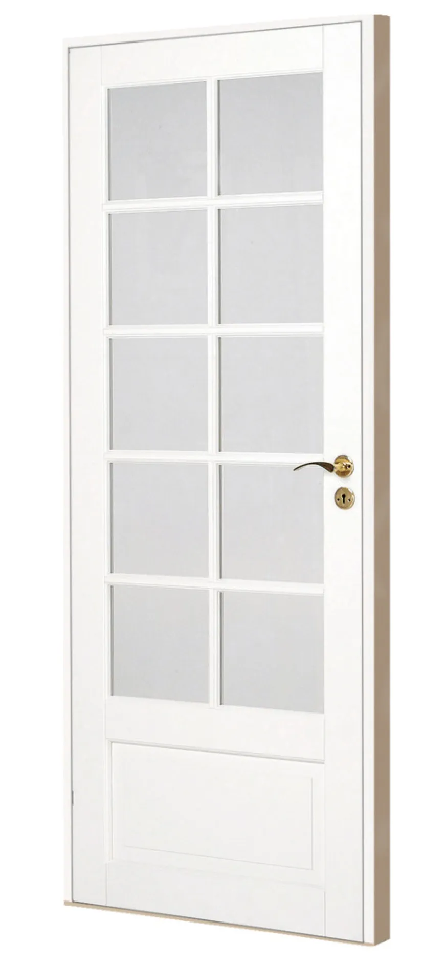 Massiv hvidmalet enkelt glasdør 72,5 x 204 cm