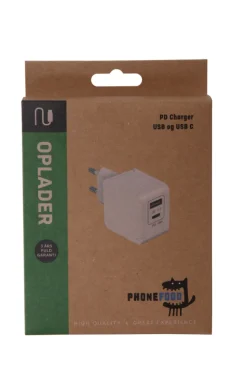 Oplader med 2 indgange - USB-A og USB-C