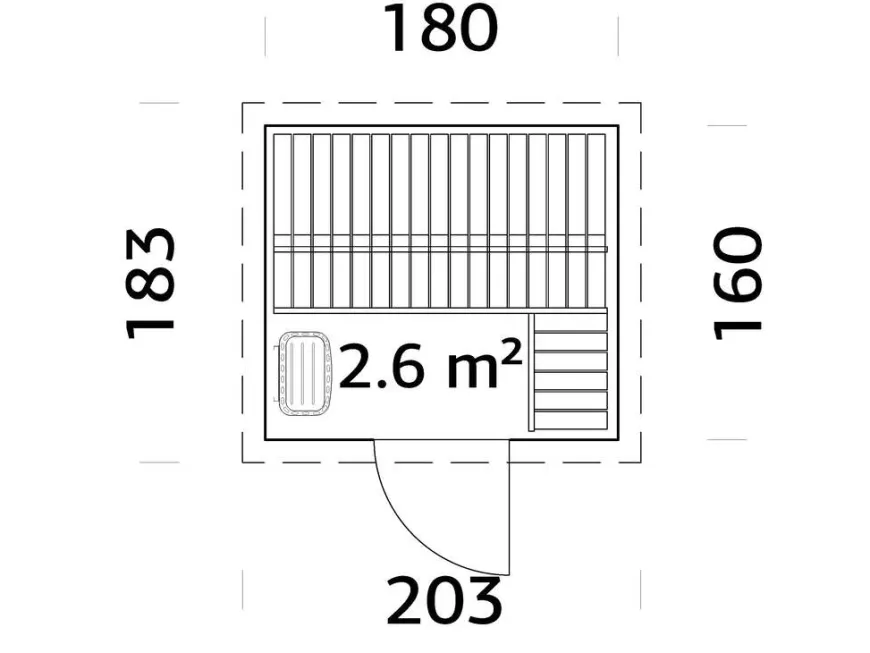 Palmako Eir sauna m/ovn 183 x 203 cm