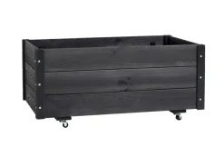 Plantekasse på hjul sort 94 x 54 x 45 cm