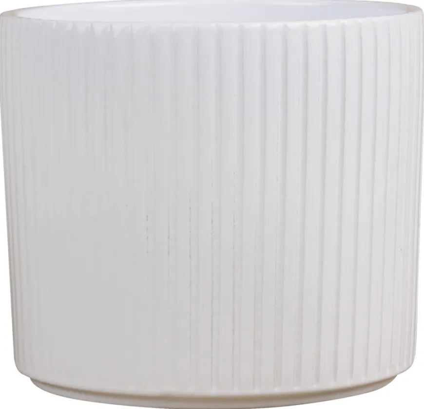 Potteskjuler Pillar Stripes hvid Ø17 cm