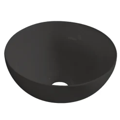 Rund porcelænsvask fritstående/topmonteret sort Ø40 cm