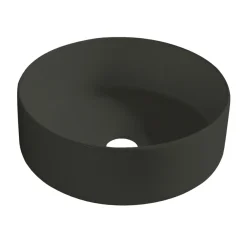 Rund porcelænsvask fritstående/topmonteret sort Ø36 cm