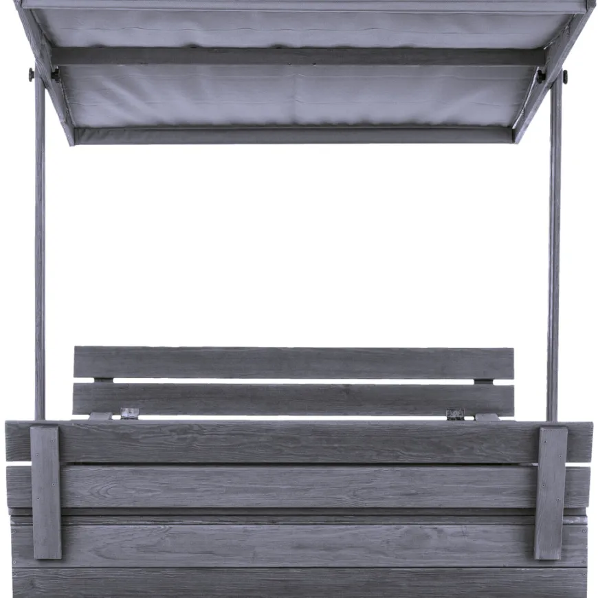 Sandkasse m/tag og bænk grå 120 x 120 cm - Nordic Play