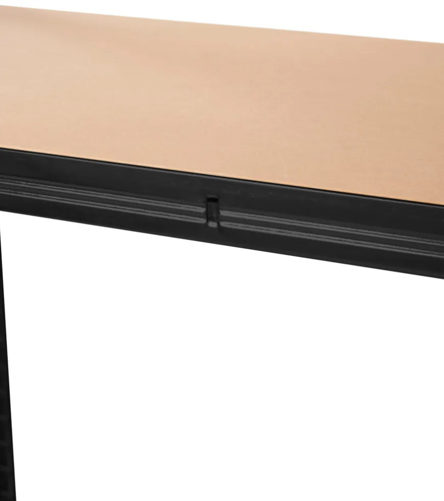 Stålreol sort m/4 hylder 90 x 190 x 40 cm
