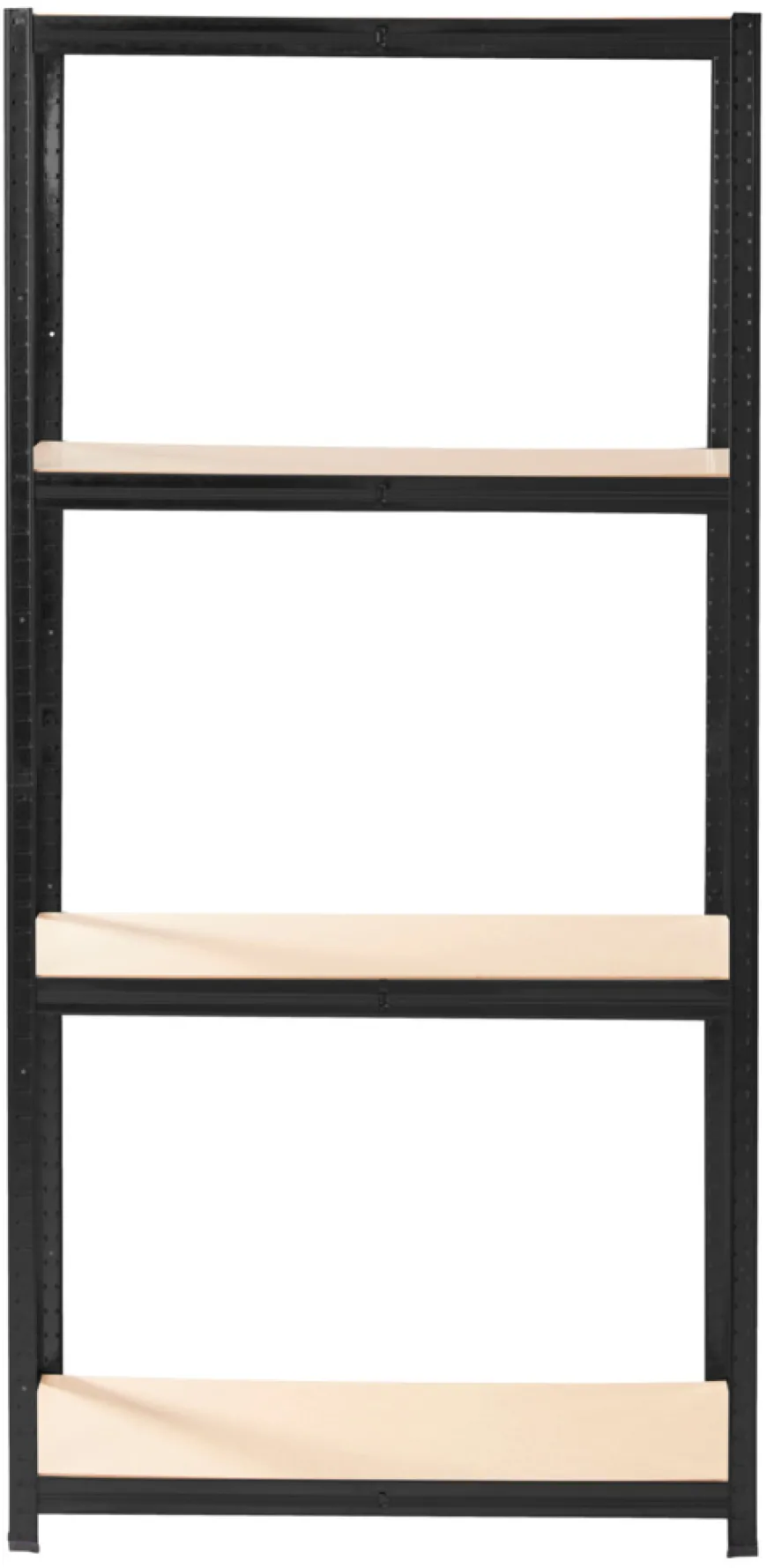Stålreol sort m/4 hylder 90 x 190 x 40 cm