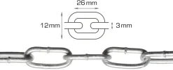 Svejst langleddet kæde 3 mm x 2 meter