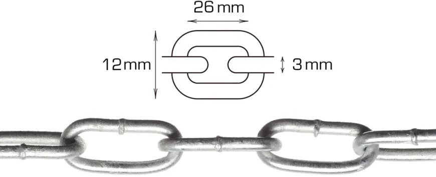 Svejst langleddet kæde 3 mm x 2 meter