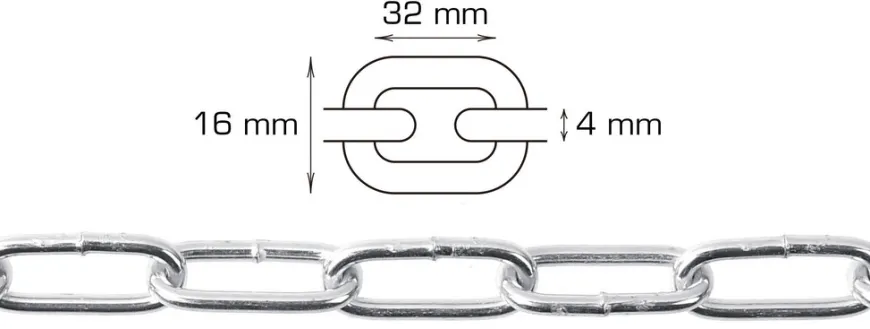 Svejst langleddet kæde 4 mm x 5 meter