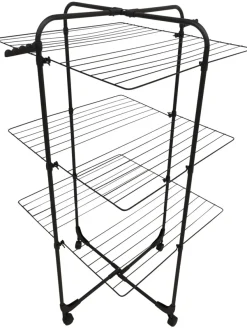 Tørrestativ m/hjul sort 70 x 70 x 133 cm
