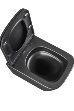 Væghængt toilet kantet m/Vortex skyl - sort